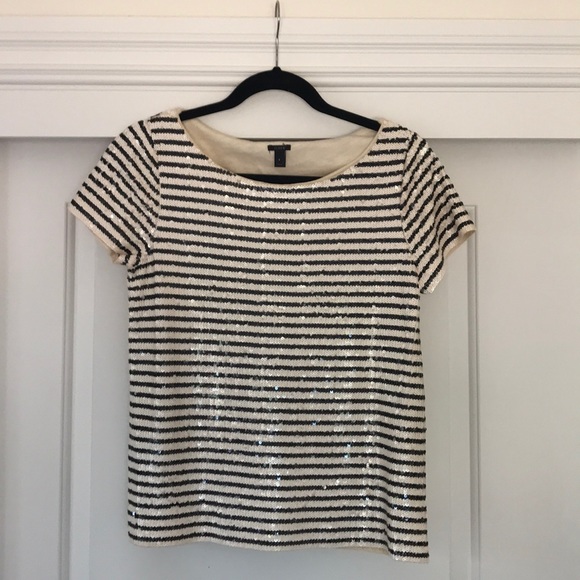 J Crew Striped Sequin Top - Picture 1 of 3